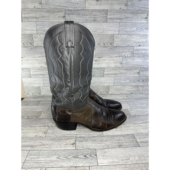 Vintage J. Chisholm Lizard Skin Leather Western Cowboy Riding Boots Size 10 USA - Picture 1 of 6